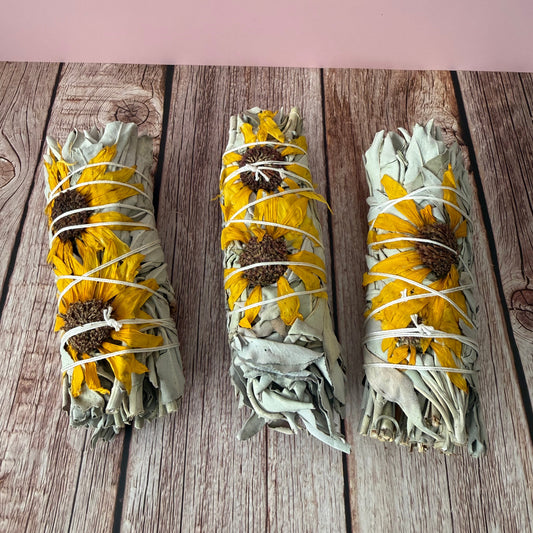 Sunflower + White Sage Smudge Wand